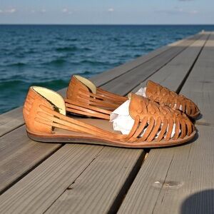 Nisolo Huarache Tan Leather Woven Fisherman Sandals Size 8.5